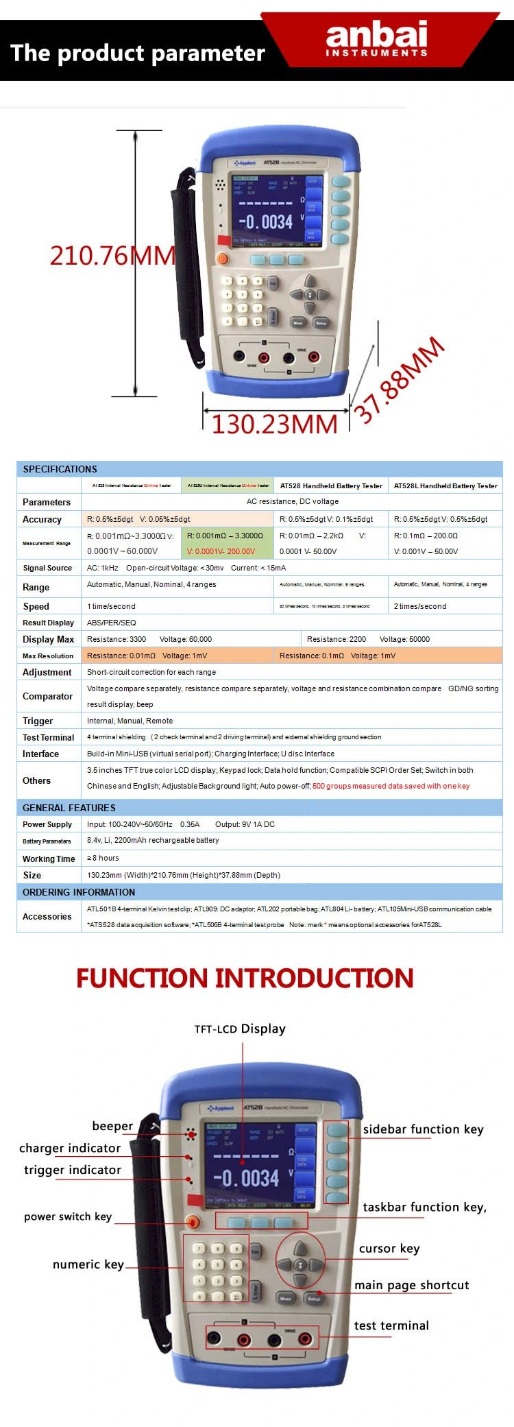 Digital Car Battery Measurements Equipment (AT528)